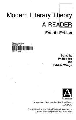 Modern Literary Theory a READER Fourth Edition