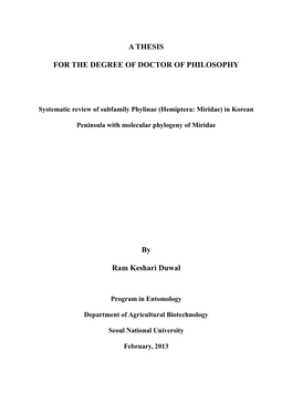 A THESIS for the DEGREE of DOCTOR of PHILOSOPHY By
