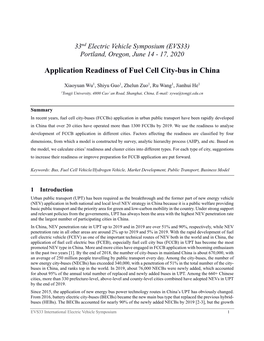 Application Readiness of Fuel Cell City-Bus in China