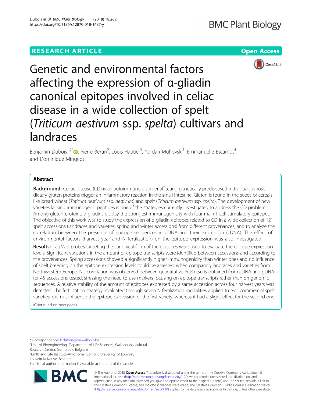 Genetic and Environmental Factors Affecting the Expression of Α-Gliadin