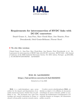 Requirements for Interconnection of HVDC Links with DC-DC Converters