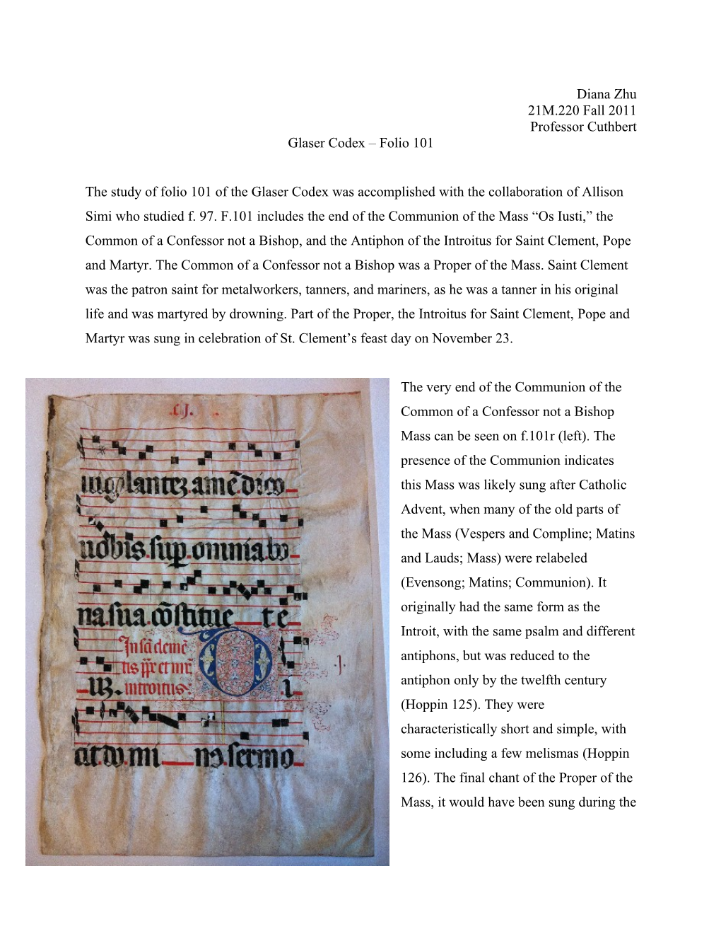 Diana Zhu 21M.220 Fall 2011 Professor Cuthbert Glaser Codex – Folio 101