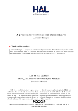 A Proposal for Conversational Questionnaires Alexandre François