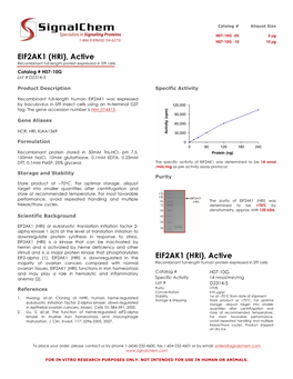 EIF2AK1 (HRI), Active Recombinant Full-Length Protein Expressed in Sf9 Cells