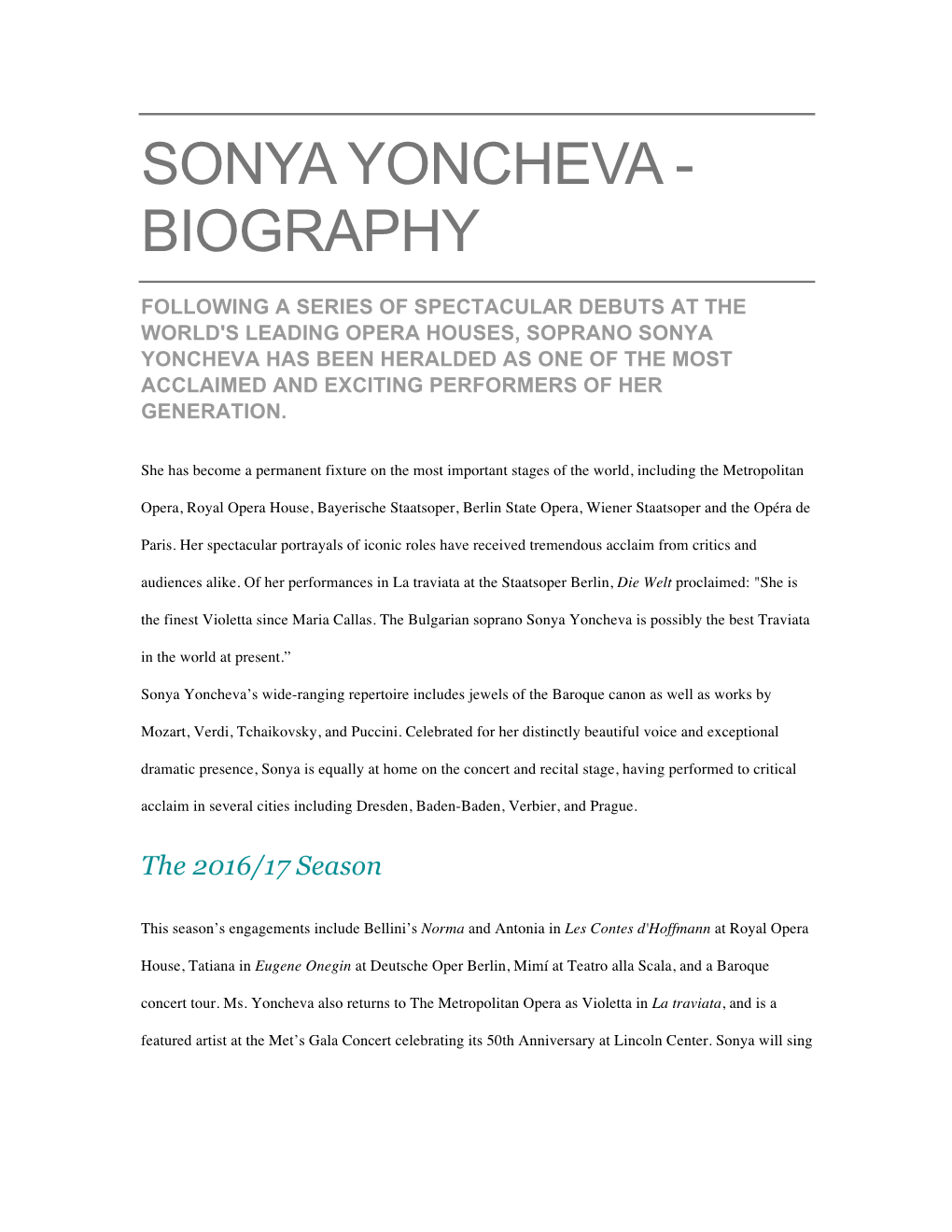 Sonya Yoncheva - Biography