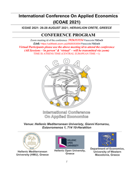 International Conference on Applied Economics (ICOAE 2021)