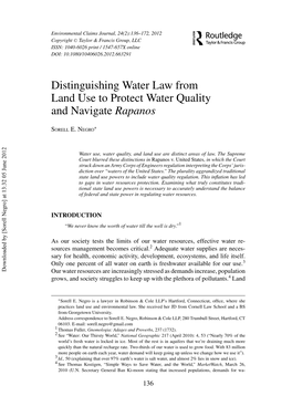 Distinguishing Water Law from Land Use to Protect Water Quality and Navigate Rapanos
