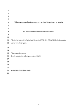 When Viruses Play Team Sports: Mixed Infections in Plants