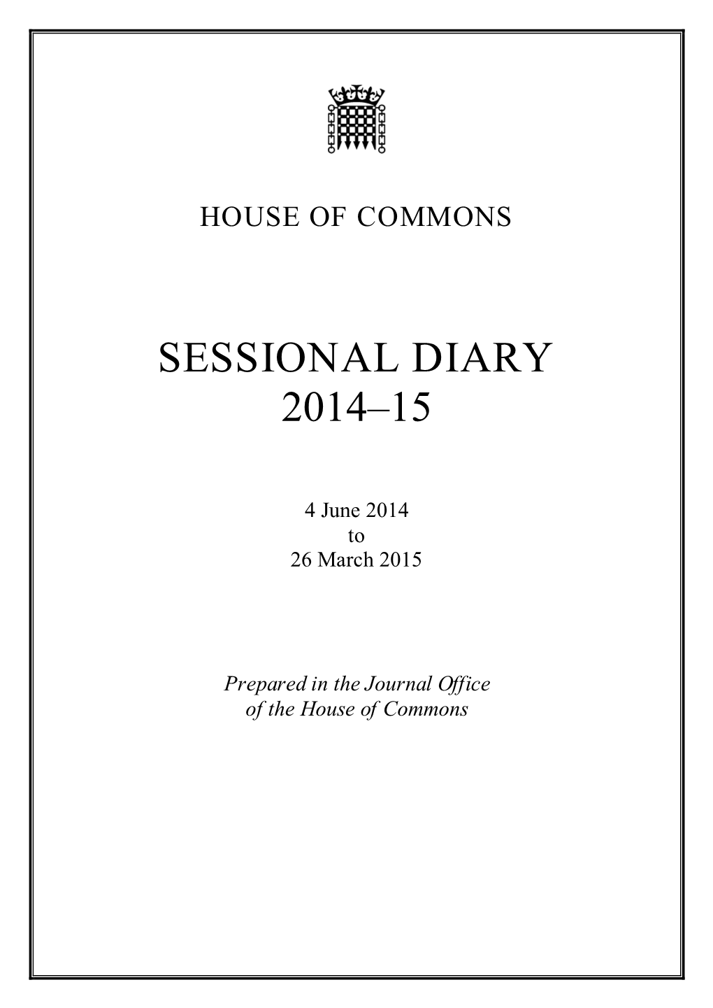 Sessional Diary 2014–15