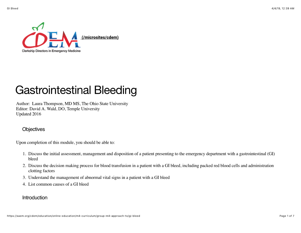 Gastrointestinal Bleeding