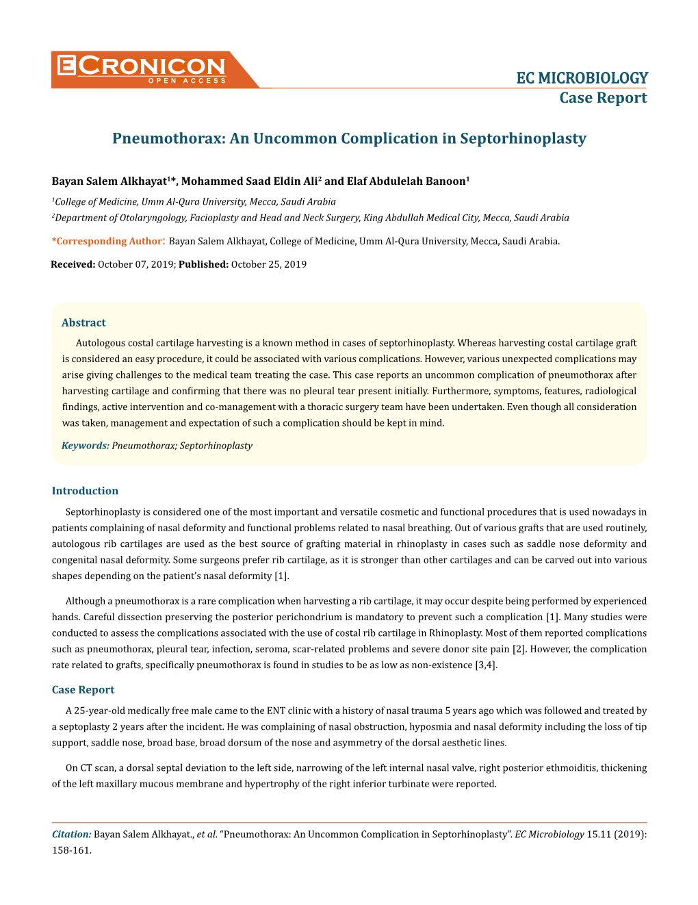 Cronicon OPEN ACCESS EC MICROBIOLOGY Case Report