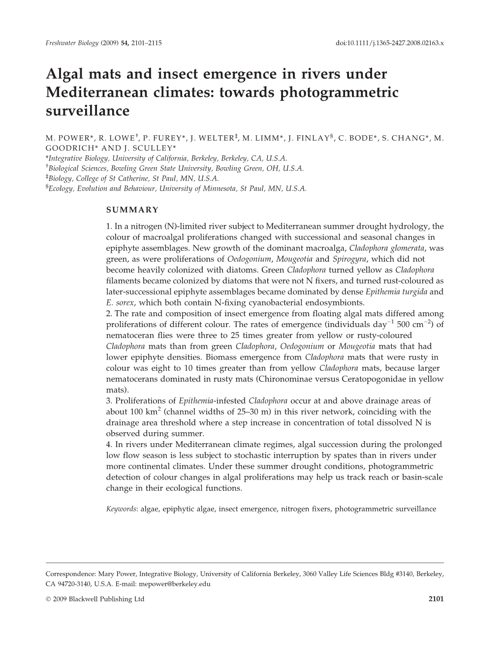 Algal Mats and Insect Emergence in Rivers Under Mediterranean Climates: Towards Photogrammetric Surveillance