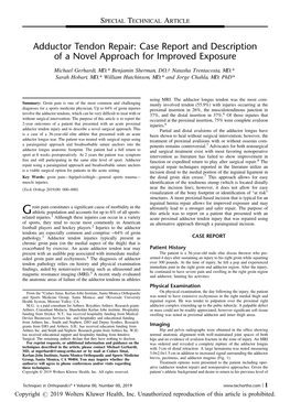 Adductor Tendon Repair: Case Report and Description of a Novel Approach for Improved Exposure
