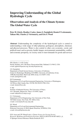Improving Understanding of the Global Hydrologic Cycle