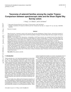 Taxonomy of Asteroid Families Among the Jupiter Trojans: Comparison Between Spectroscopic Data and the Sloan Digital Sky Survey Colors