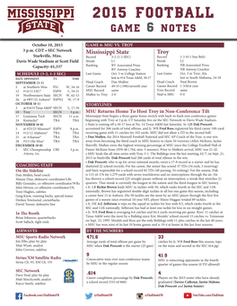 MSU15 Game 6 Notes Vs. Troy.Indd