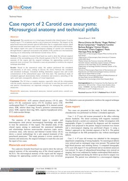 Case Report of 2 Carotid Cave Aneurysms: Microsurgical Anatomy and Technical Pitfalls
