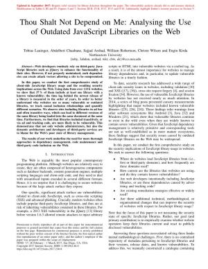 Analysing the Use of Outdated Javascript Libraries on the Web