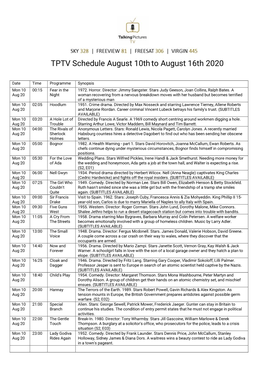 TPTV Schedule August 10Thto August 16Th 2020