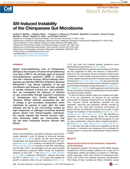 SIV-Induced Instability of the Chimpanzee Gut Microbiome