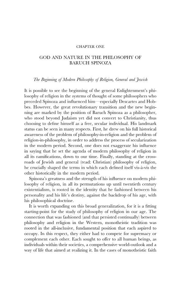 God and Nature in the Philosophy of Baruch Spinoza