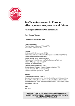 Traffic Enforcement in Europe: Effects, Measures, Needs and Future