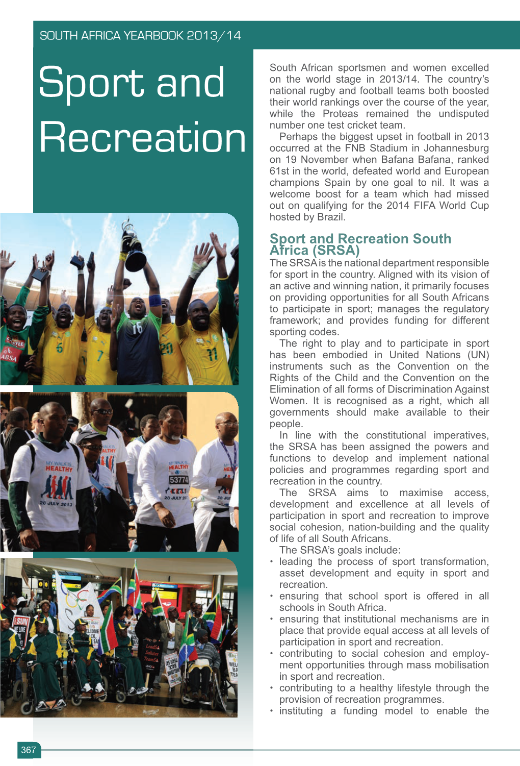 South Africa Yearbook 2013/2014 Sport and Recreation
