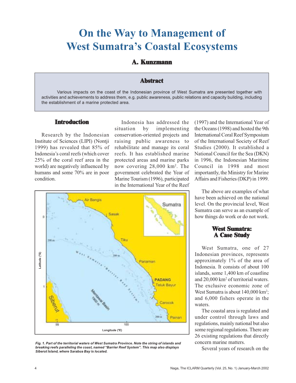 On the Way to Management of West Sumatra's Coastal Ecosystems