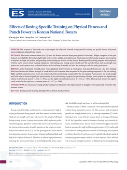 Effects of Boxing-Specific Training on Physical Fitness and Punch Power