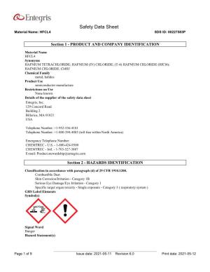 Safety Data Sheet Material Name: HFCL4 SDS ID: 00227583P