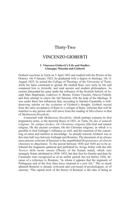 Thirty-Two VINCENZO GIOBERTI