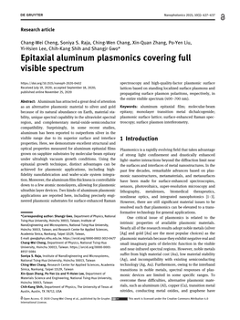 Epitaxial Aluminum Plasmonics Covering Full Visible Spectrum