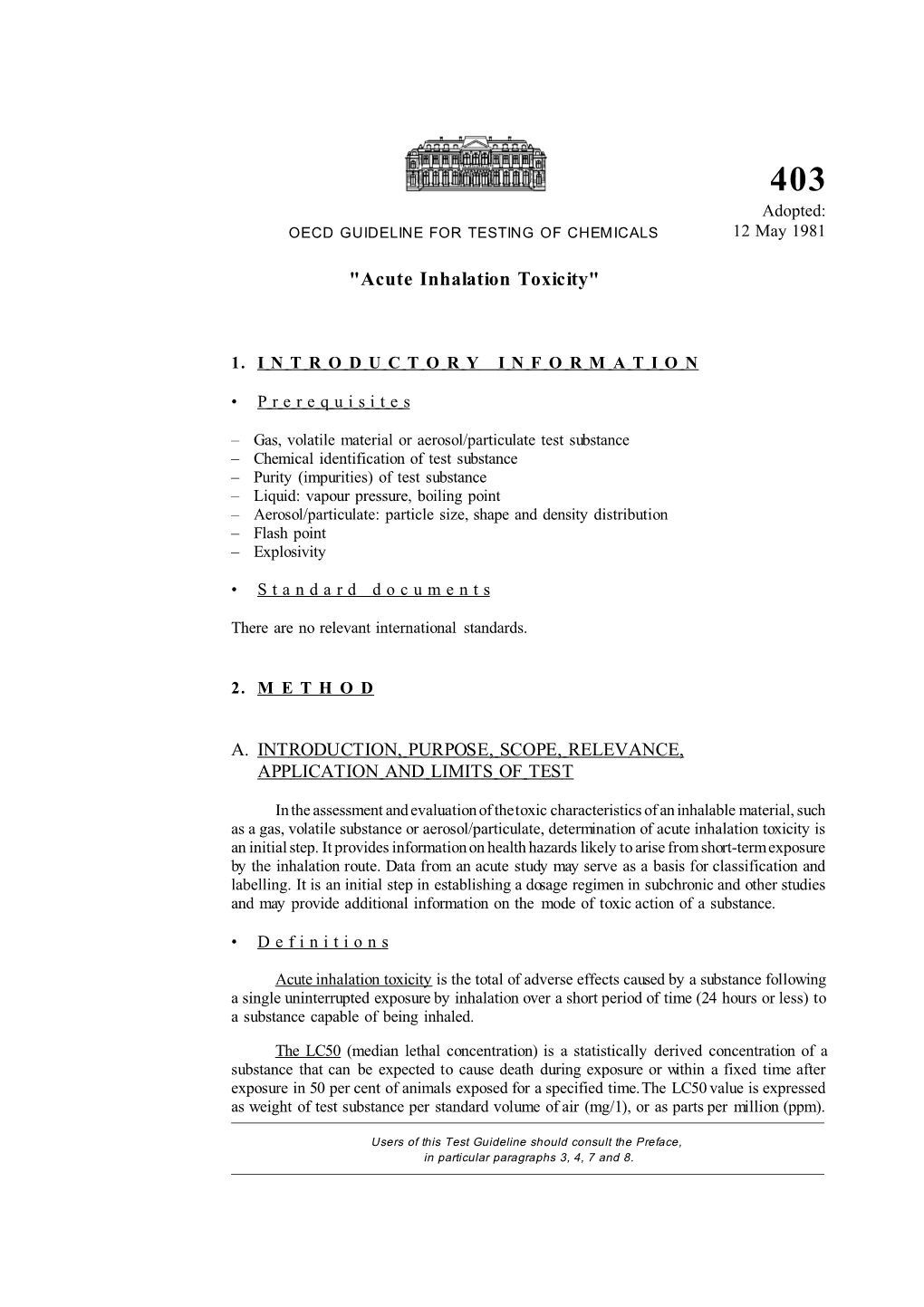 Acute Inhalation Toxicity"