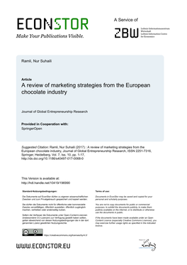 A Review of Marketing Strategies from the European Chocolate Industry