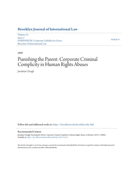 Corporate Criminal Complicity in Human Rights Abuses Jonahtan Clough