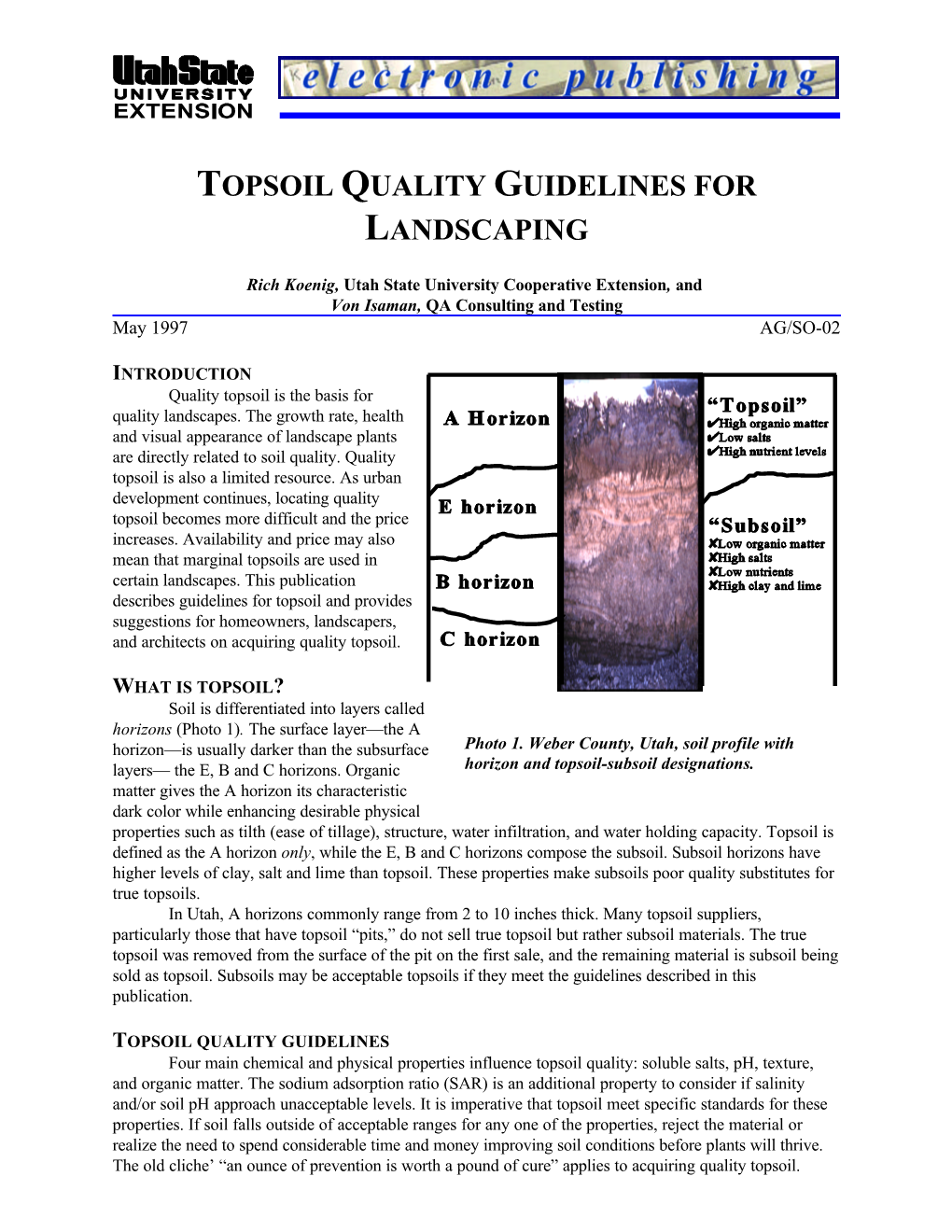 Topsoil Quality Guidelines for Landscaping