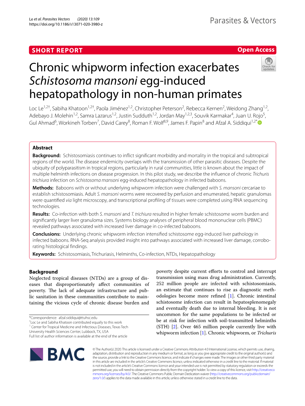 Chronic Whipworm Infection Exacerbates Schistosoma Mansoni
