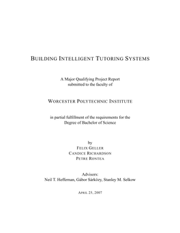 Building Intelligent Tutoring Systems