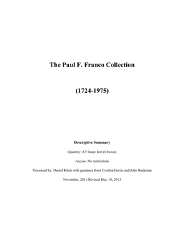 The Paul F. Franco Collection(1724-1975)