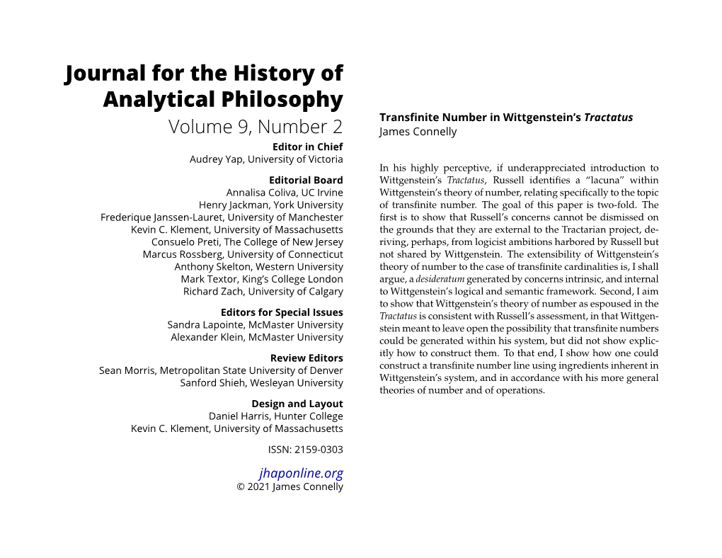 Transfinite Number in Wittgenstein's Tractatus