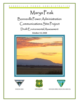 Marys Peak Bonneville Power Administration Communications Site Project Draft Environmental Assessment October 13, 2020