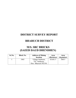 District Survey Report Bharuch District M/S. Src