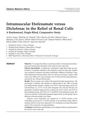 Intramuscular Etofenamate Versus Diclofenac in the Relief of Renal Colic a Randomised, Single-Blind, Comparative Study