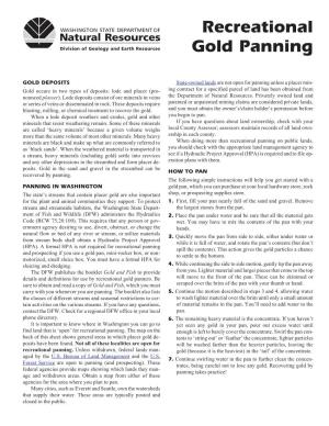 Recreational Gold Panning in Washington State