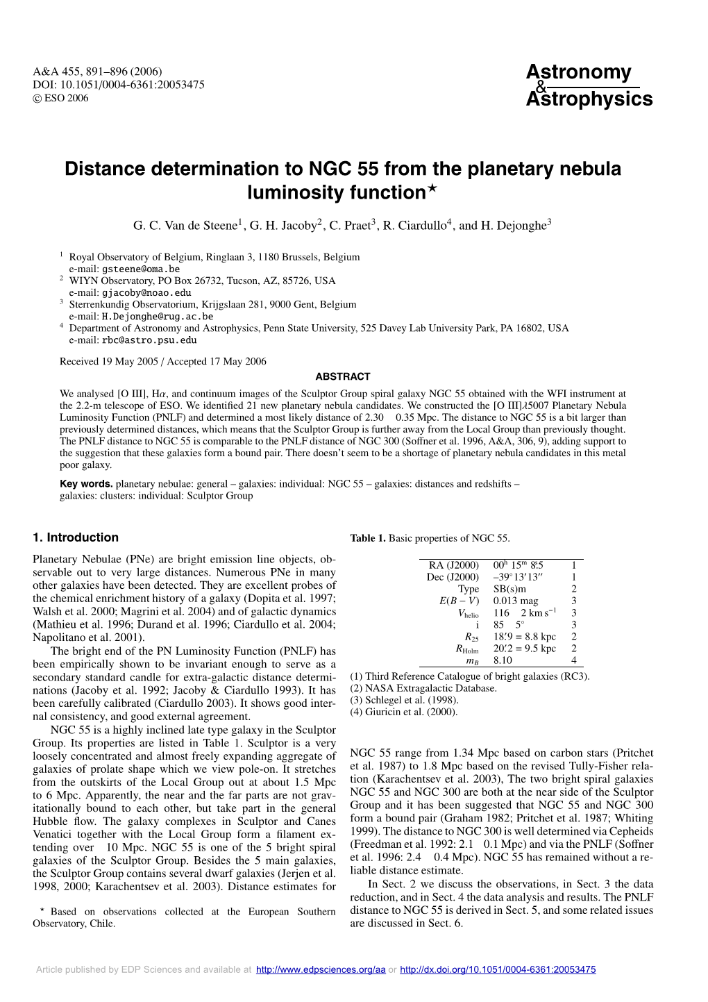 Distance Determination to NGC 55 from the Planetary Nebula Luminosity Function