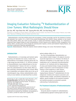 Imaging Evaluation Following 90Y Radioembolization of Liver Tumors