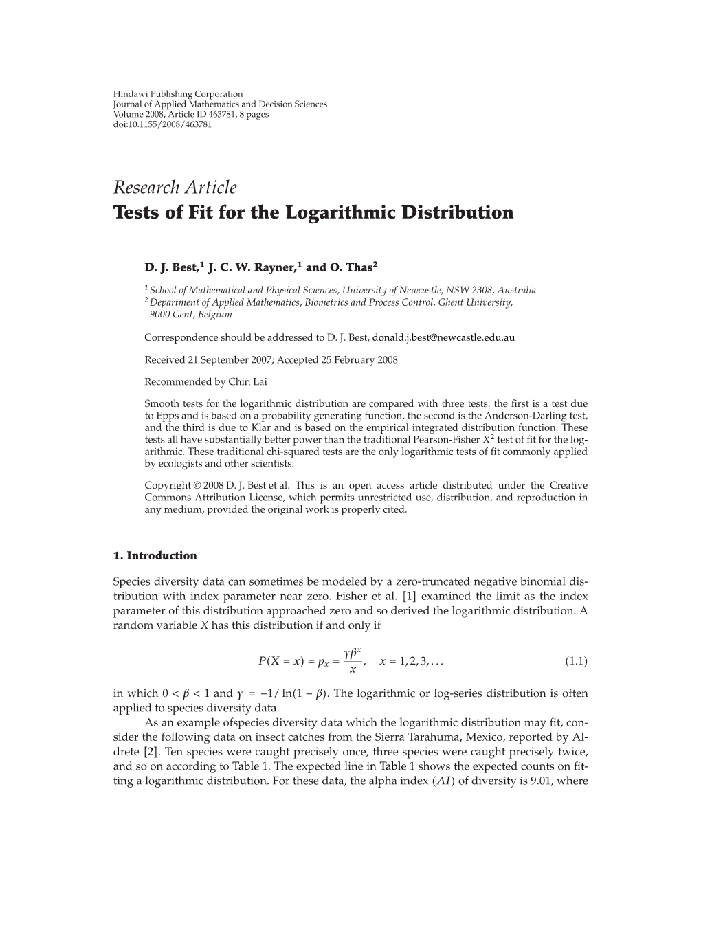 Tests of Fit for the Logarithmic Distribution