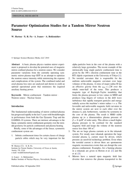 Parameter Optimization Studies for a Tandem Mirror Neutron Source