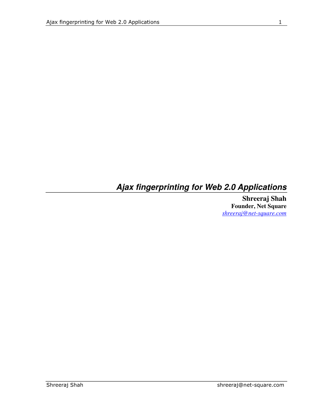 Ajax Fingerprinting for Web 2.0 Applications 1