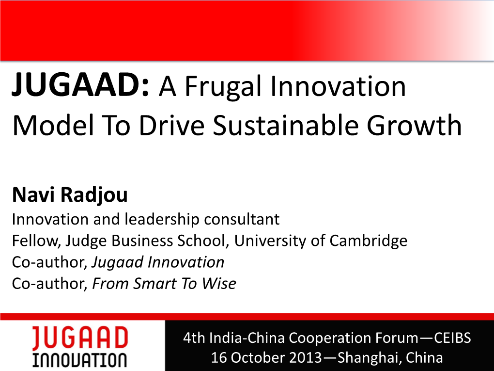 JUGAAD: a Frugal Innovation Model to Drive Sustainable Growth